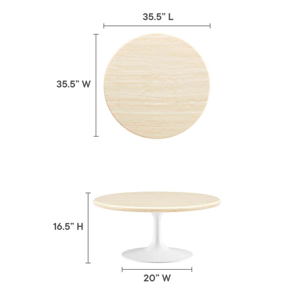 Lippa 36” Round Artificial Travertine  Coffee Table. Picture 5