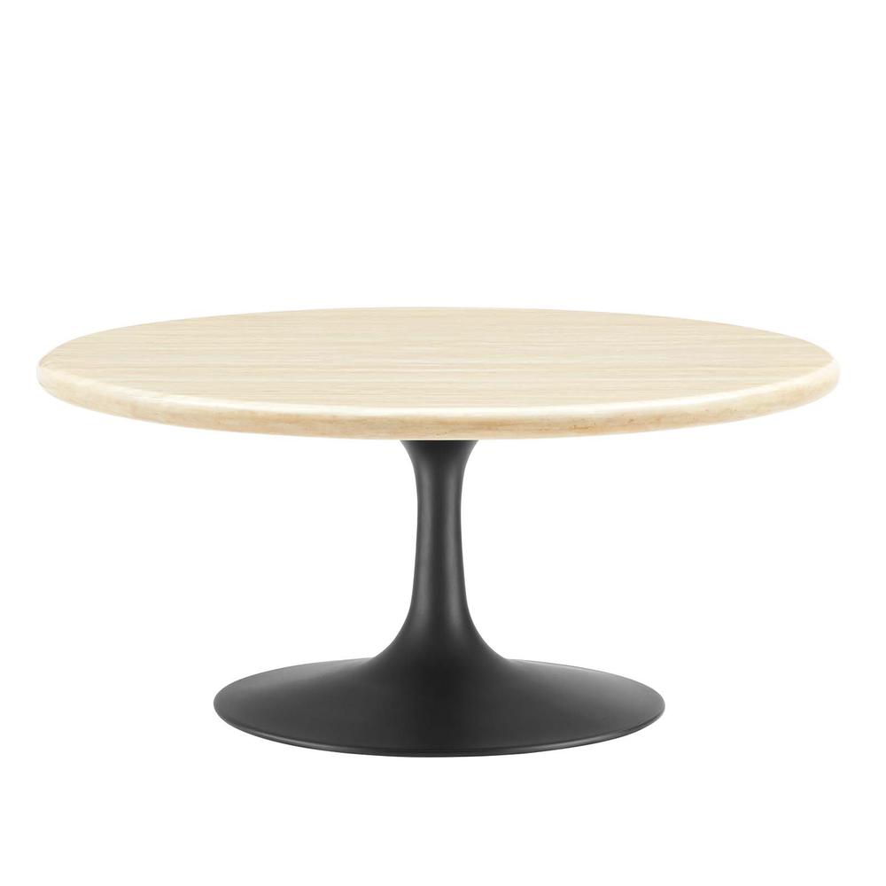 Lippa 36” Round Artificial Travertine  Coffee Table. Picture 1