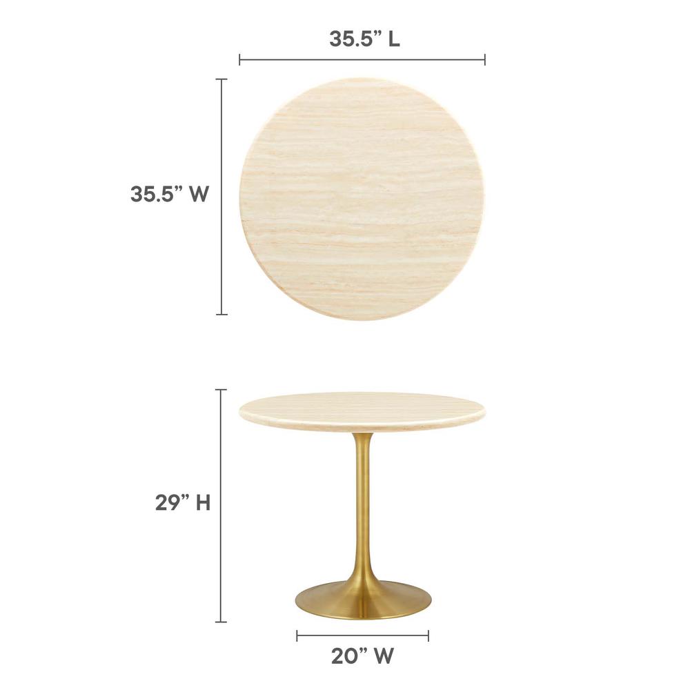 Lippa 36” Round Artificial Travertine  Dining Table. Picture 5