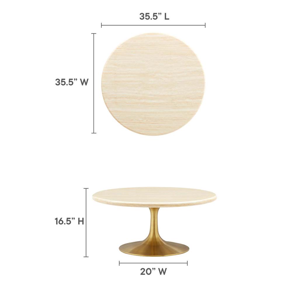 Lippa 36” Round Artificial Travertine  Coffee Table. Picture 5