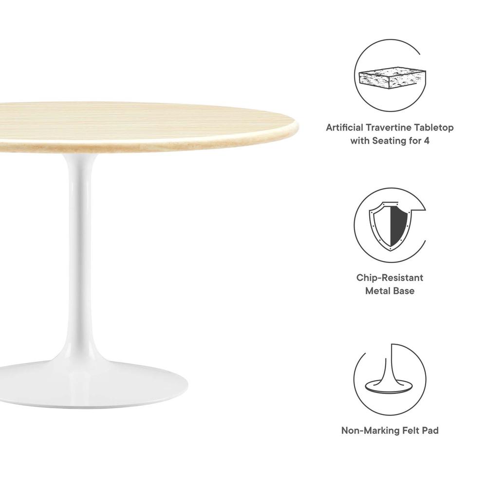 Lippa 48" Round Artificial Travertine  Dining Table. Picture 4