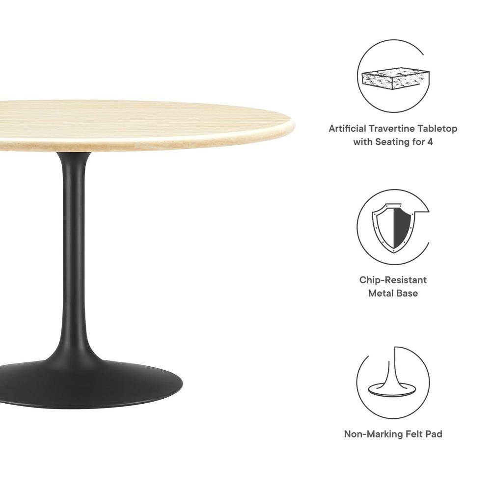 Lippa 48" Round Artificial Travertine  Dining Table. Picture 4