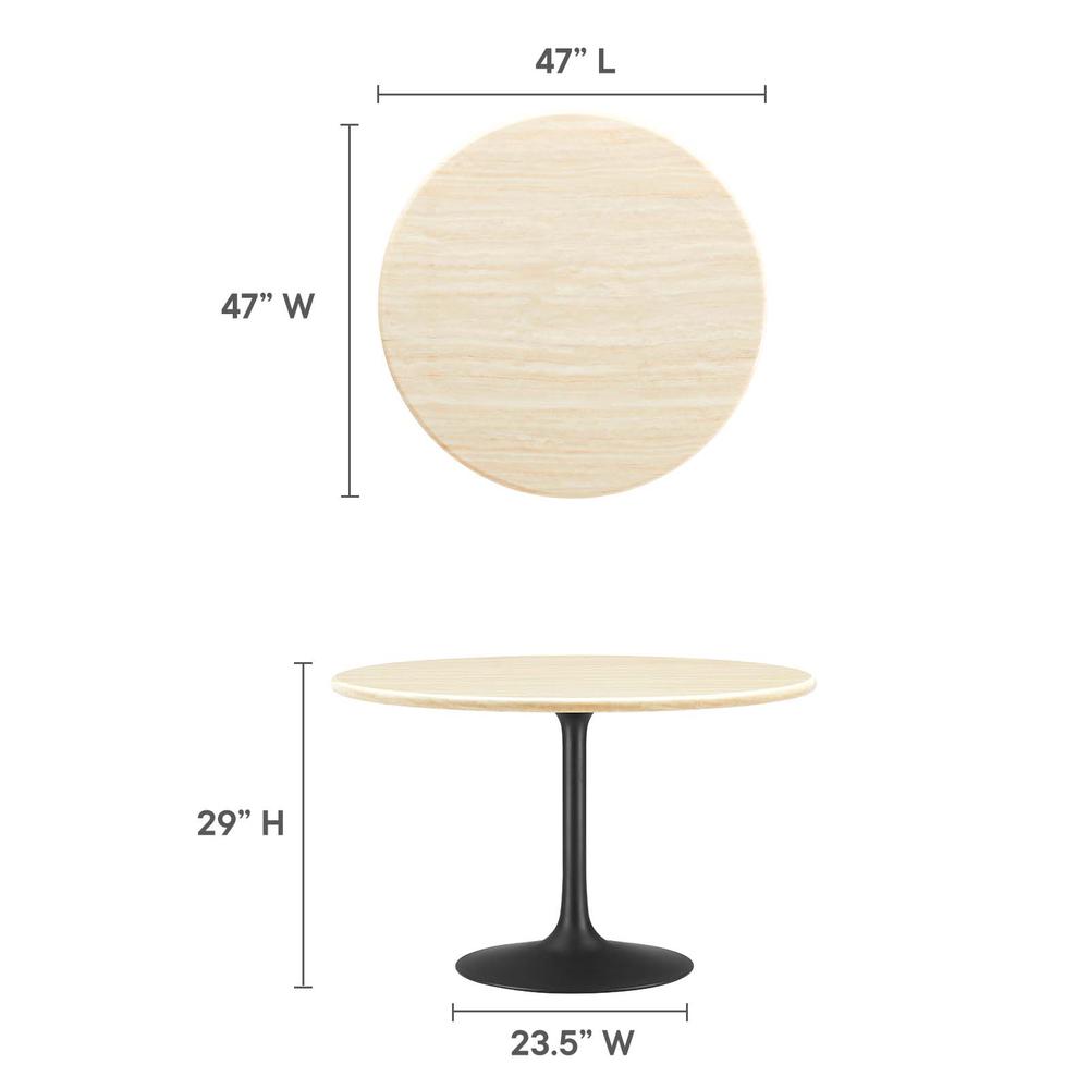 Lippa 48" Round Artificial Travertine  Dining Table. Picture 5