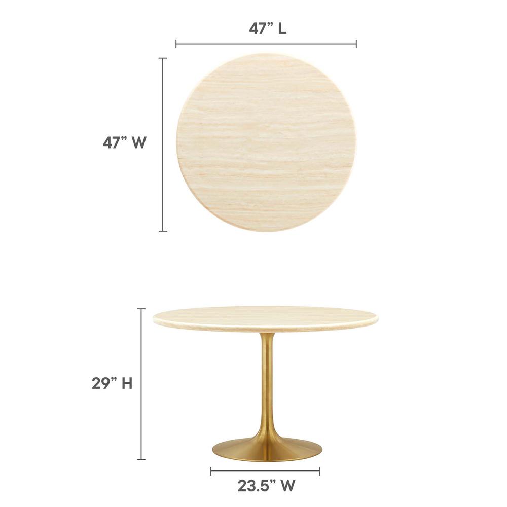 Lippa 48" Round Artificial Travertine  Dining Table. Picture 5