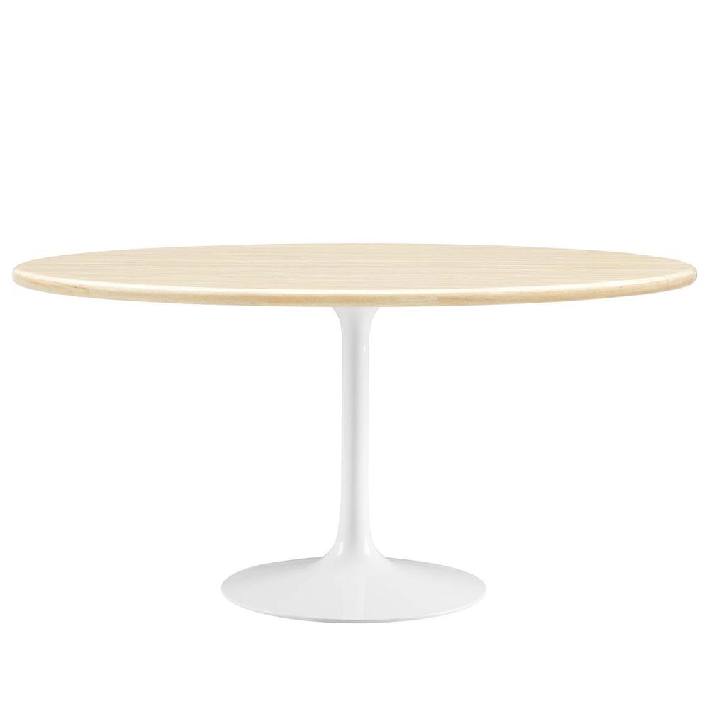 Lippa 60” Oval Artificial Travertine  Dining Table. Picture 1