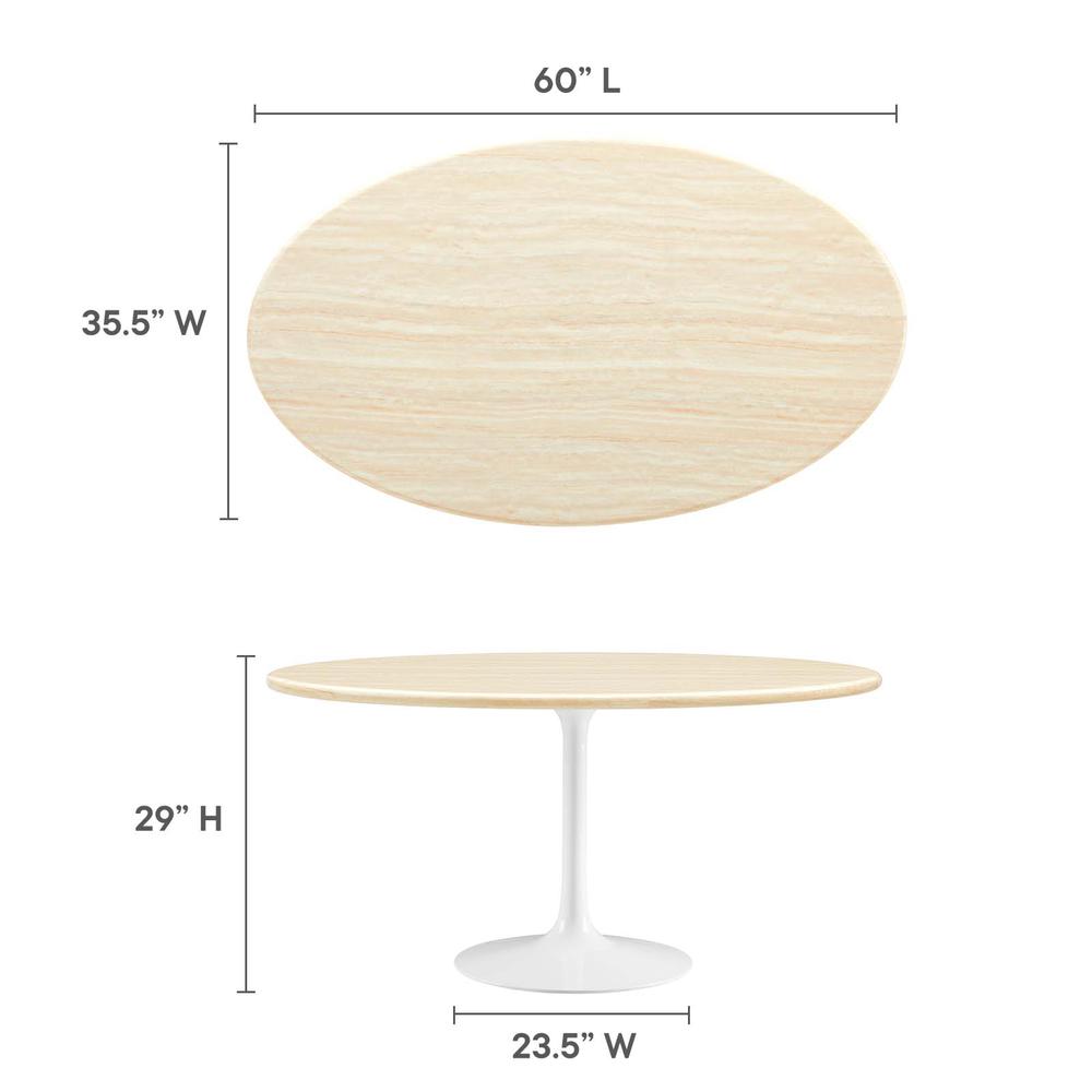 Lippa 60” Oval Artificial Travertine  Dining Table. Picture 5