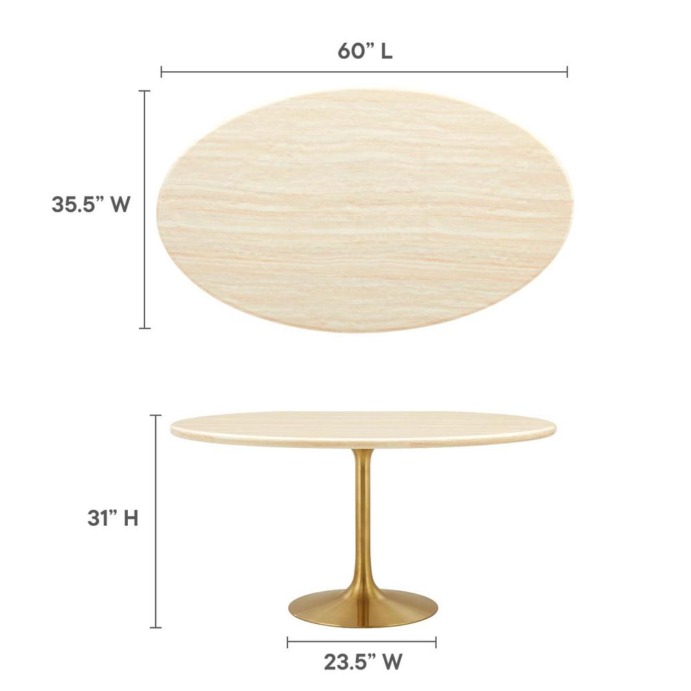 Lippa 60” Oval Artificial Travertine  Dining Table. Picture 6