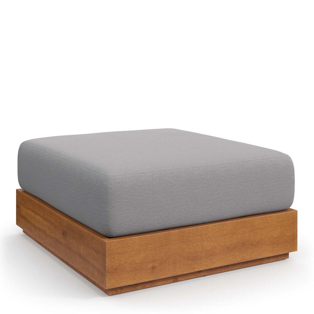 Tahoe Outdoor Patio Acacia Wood Ottoman. Picture 1