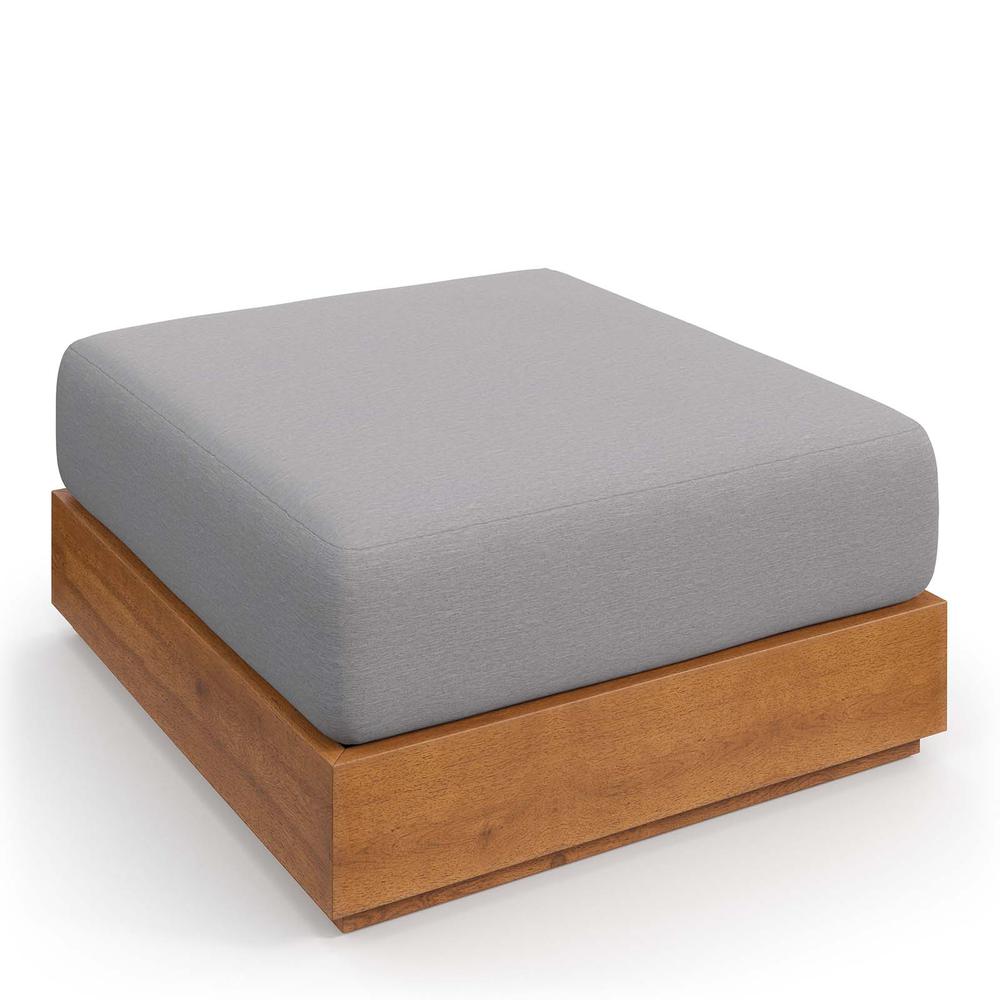 Tahoe Outdoor Patio Acacia Wood Ottoman. Picture 3