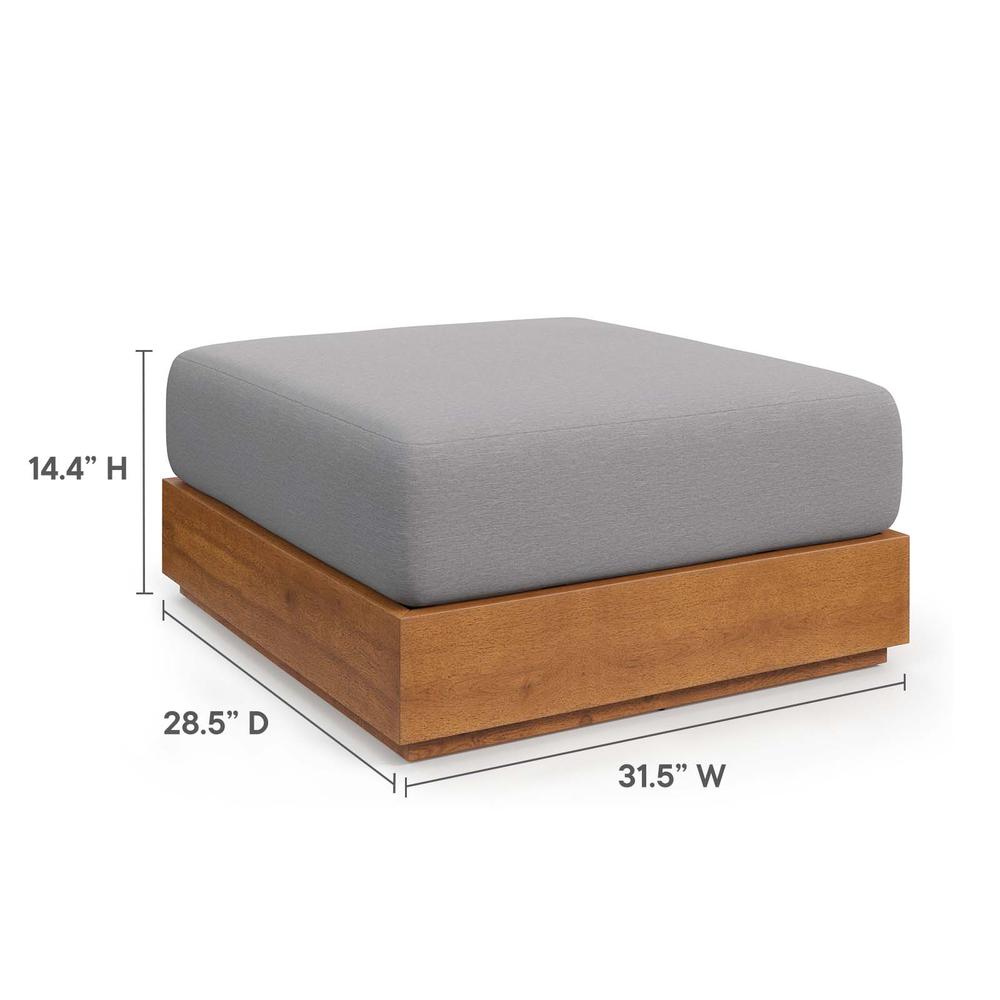 Tahoe Outdoor Patio Acacia Wood Ottoman. Picture 6
