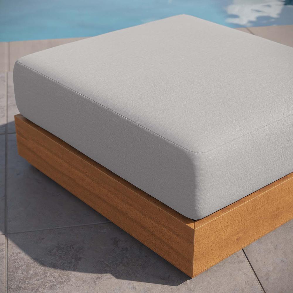 Tahoe Outdoor Patio Acacia Wood Ottoman. Picture 8