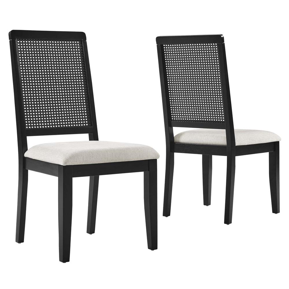 Arlo Faux Rattan and Wood Dining Side Chairs - Set of 2. Picture 1