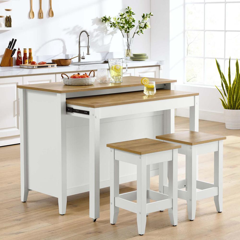 Garland 3-Piece Kitchen Island and Stool Set. Picture 10
