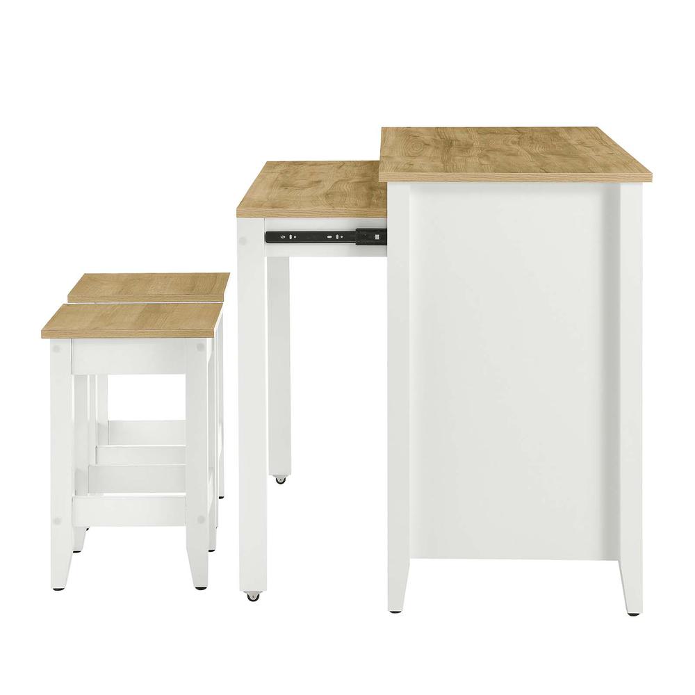 Garland 3-Piece Kitchen Island and Stool Set. Picture 4