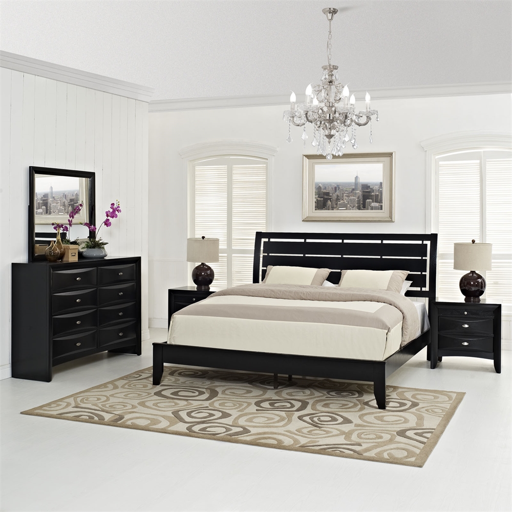 Olivia 5 Piece King Bedroom Set in Black. Picture 8
