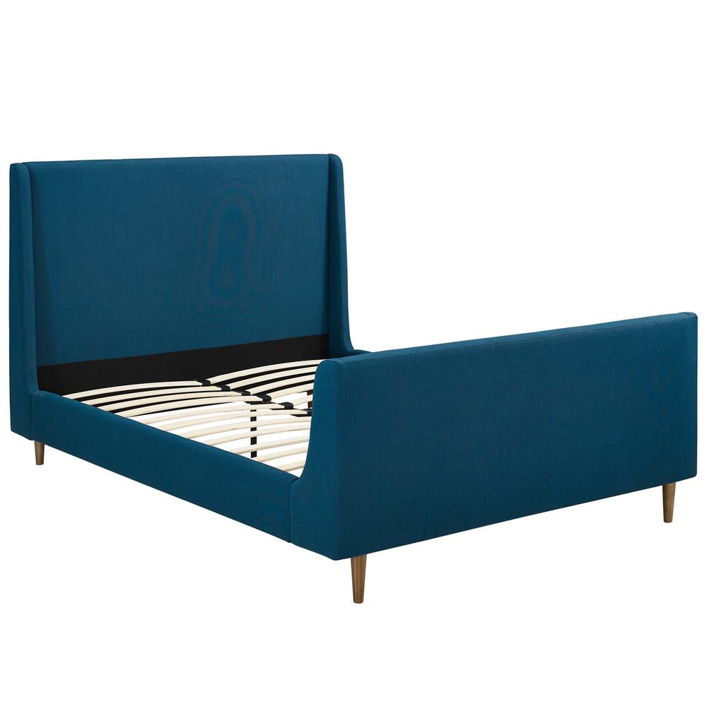 Aubree Queen Upholstered Fabric Sleigh Platform Bed. Picture 2