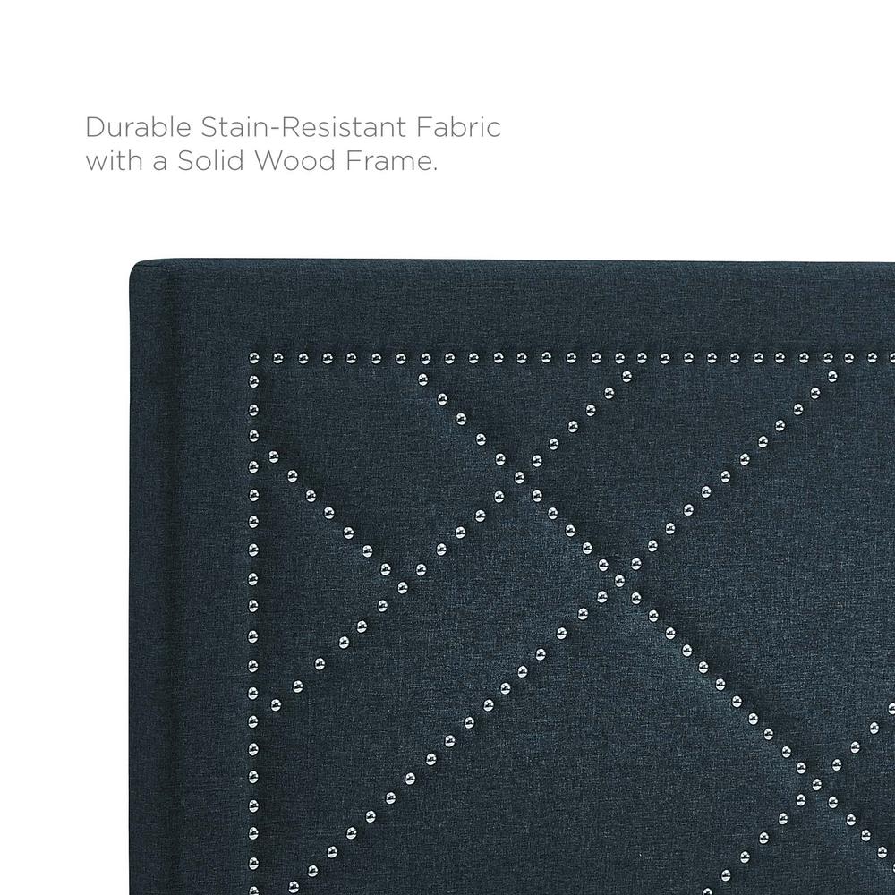 Reese Nailhead Full / Queen Upholstered Linen Fabric Headboard - Azure MOD-5844-AZU. Picture 4