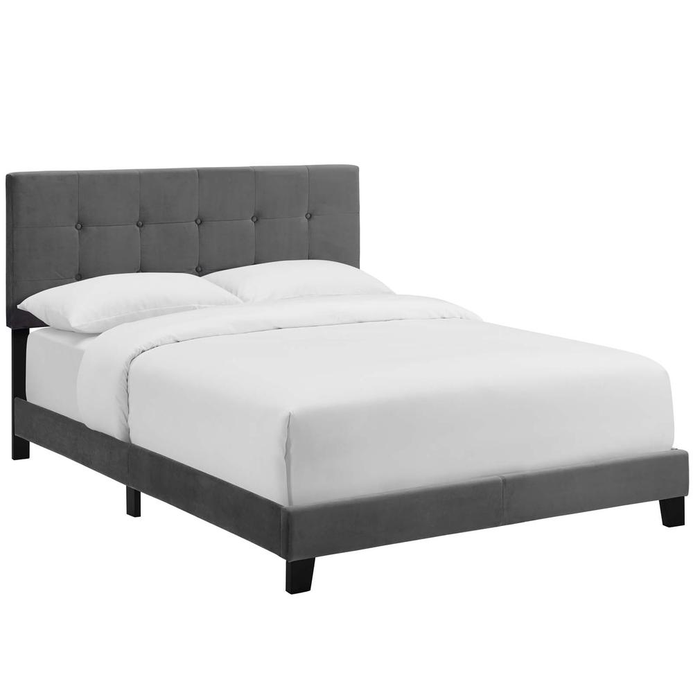 Amira Twin Performance Velvet Bed. Picture 1
