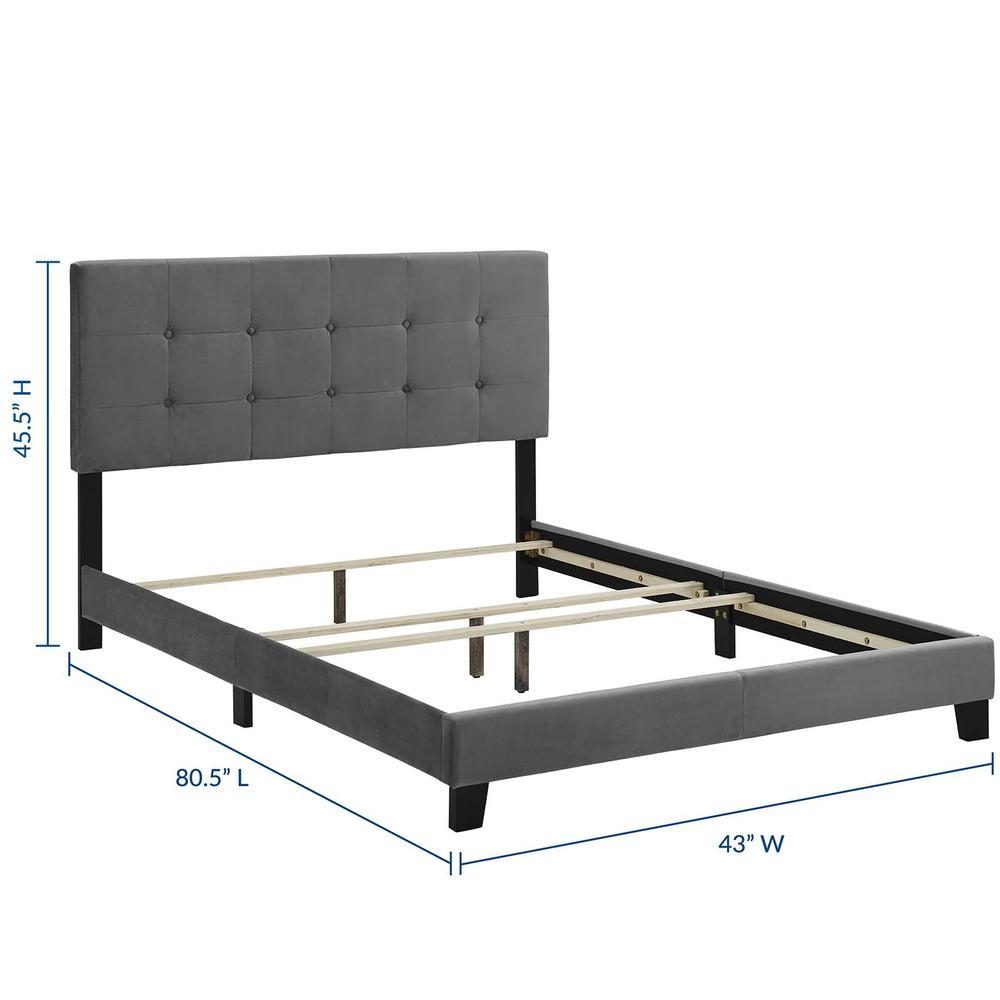 Amira Twin Performance Velvet Bed. Picture 3