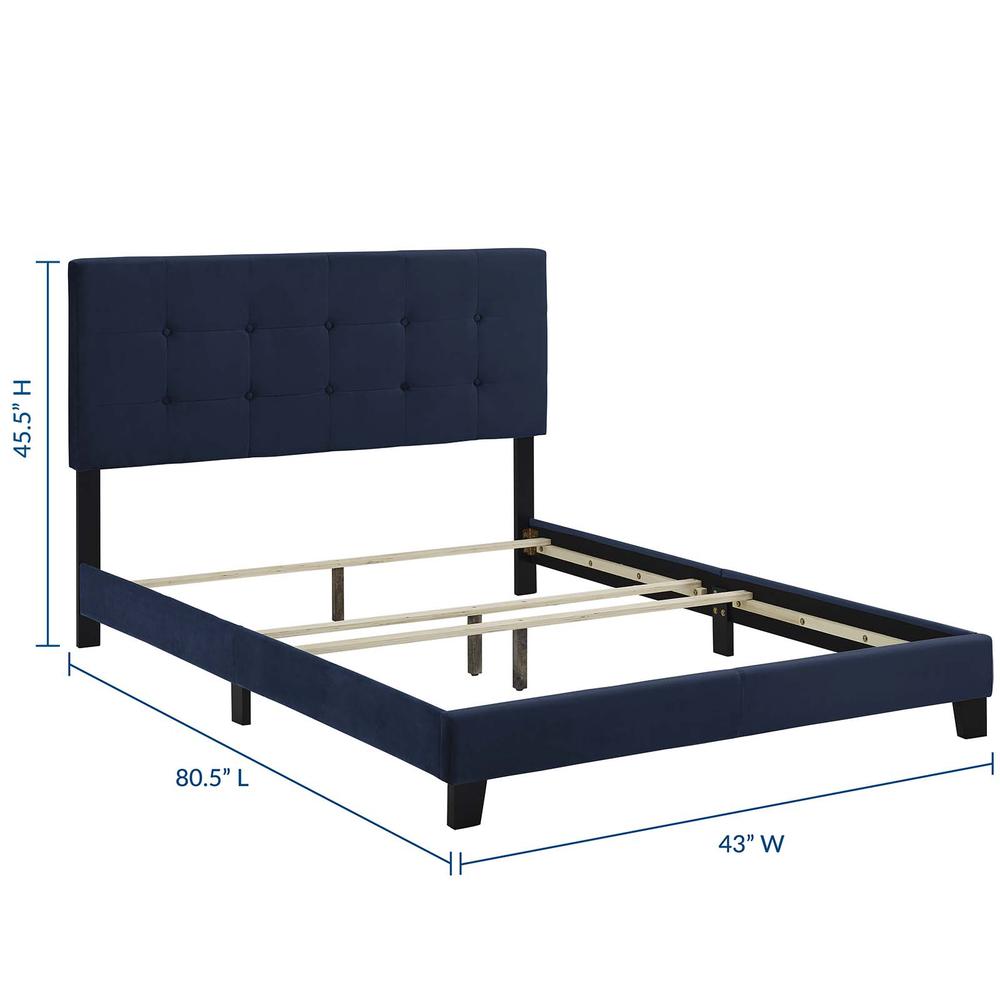 Amira Twin Performance Velvet Bed. Picture 3