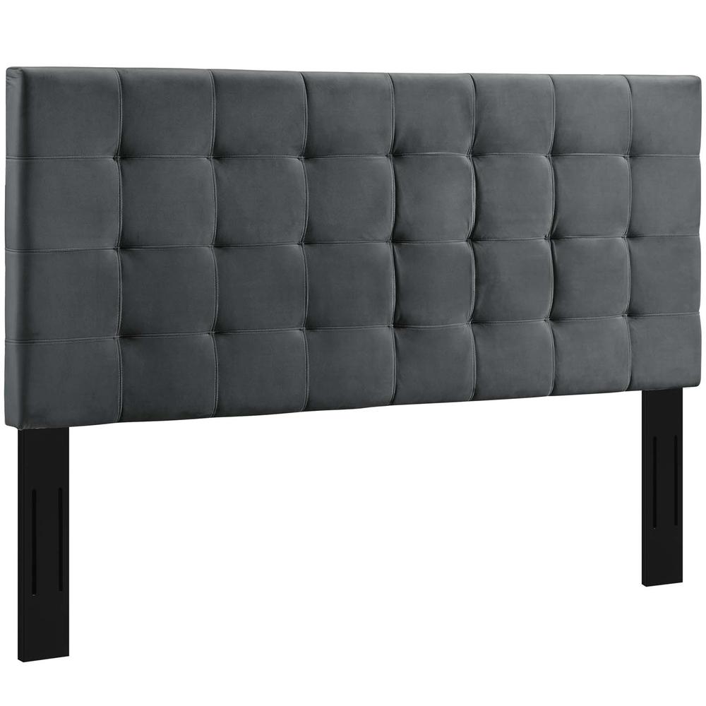 Paisley Tufted Full / Queen Upholstered Performance Velvet Headboard - Gray MOD-5853-GRY. Picture 2
