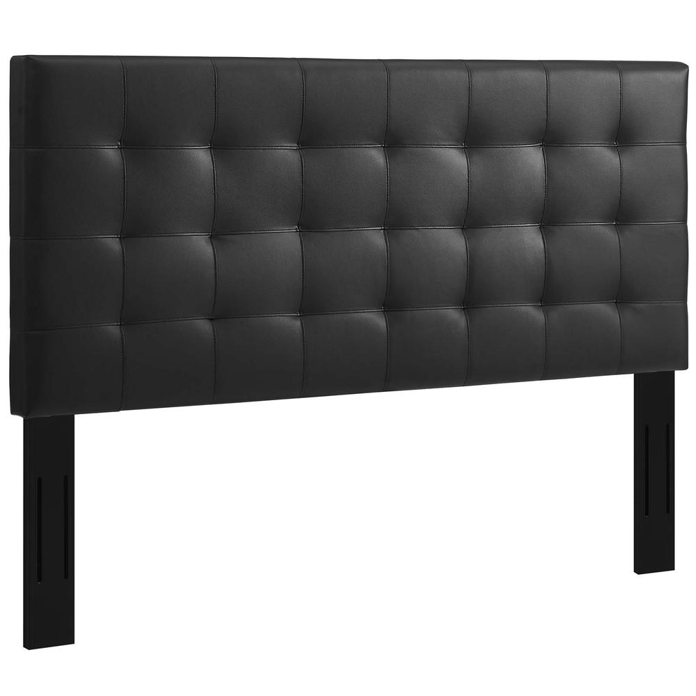 Paisley Tufted Full / Queen Upholstered Faux Leather Headboard - Black MOD-5854-BLK. Picture 2