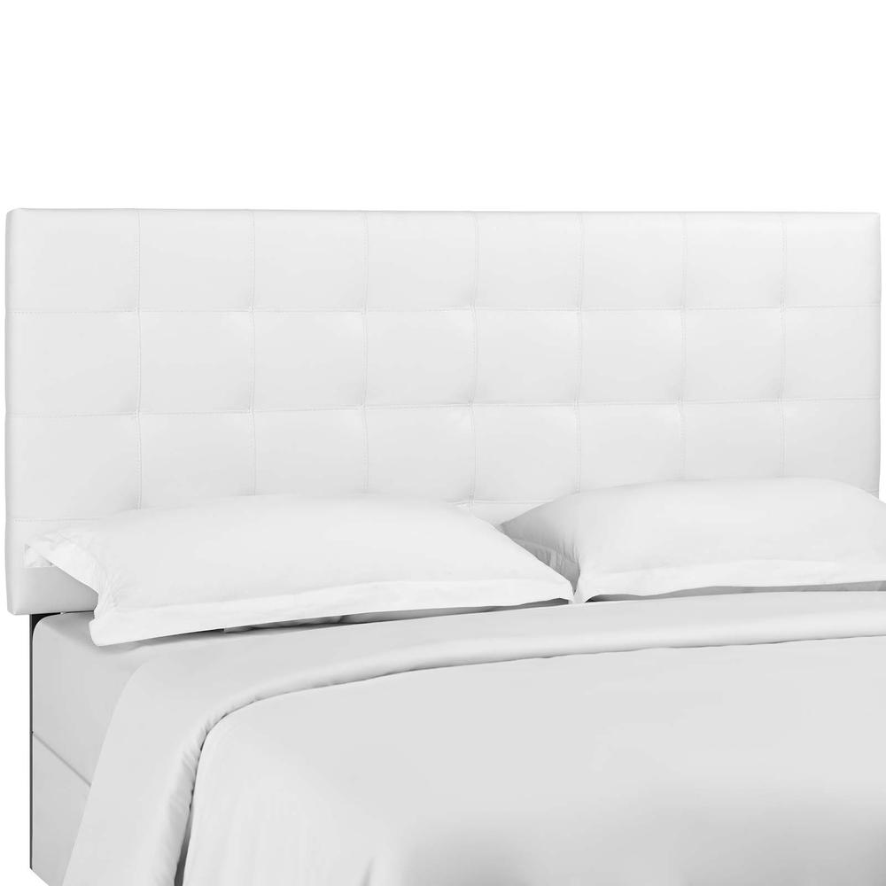 Paisley Tufted Full / Queen Upholstered Faux Leather Headboard - White MOD-5854-WHI. Picture 1