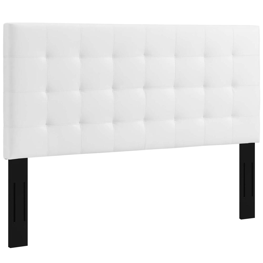Paisley Tufted Full / Queen Upholstered Faux Leather Headboard - White MOD-5854-WHI. Picture 2