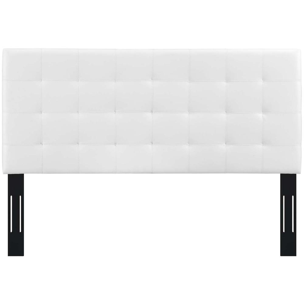 Paisley Tufted Full / Queen Upholstered Faux Leather Headboard - White MOD-5854-WHI. Picture 3