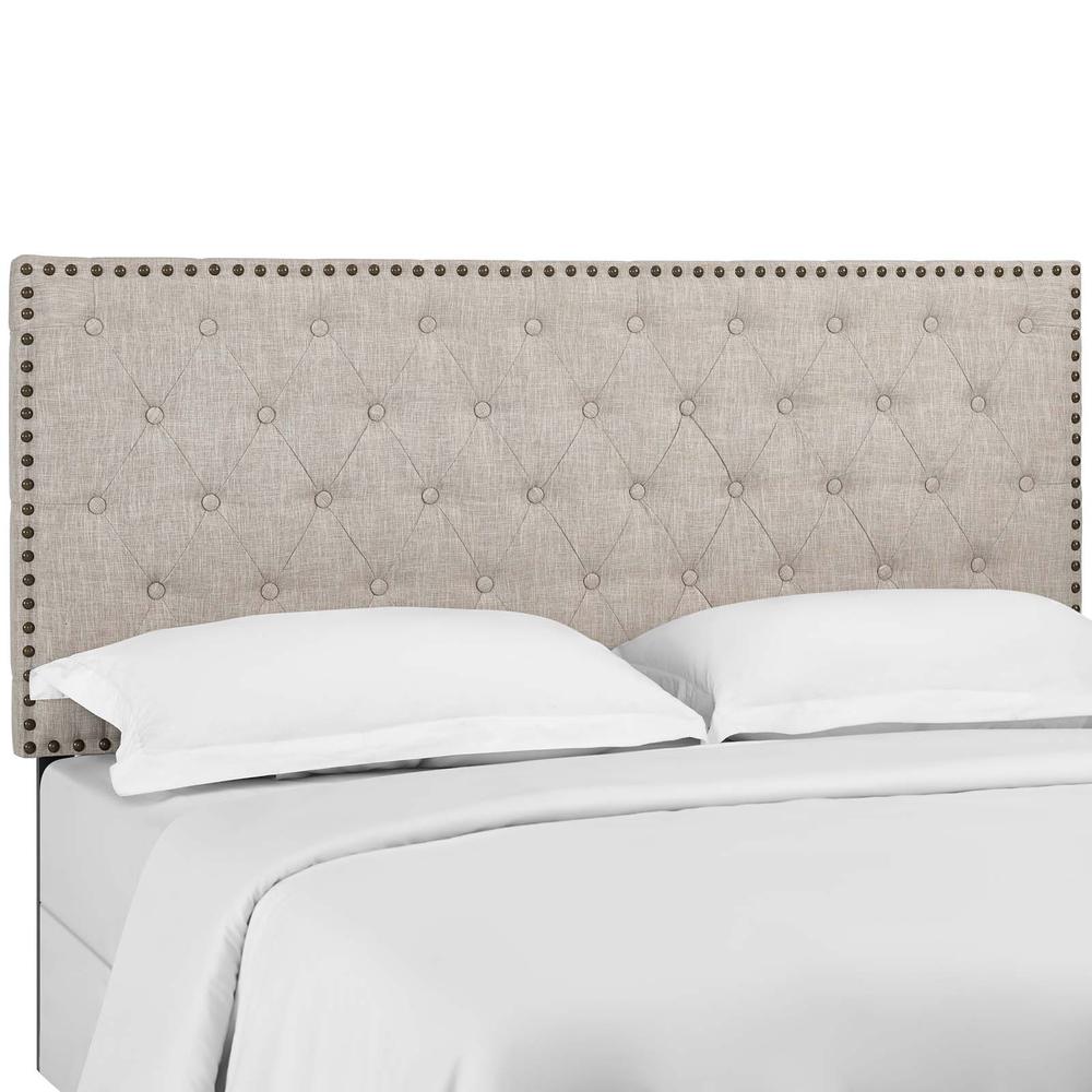 Helena Tufted Twin Upholstered Linen Fabric Headboard - Beige MOD-5858-BEI. The main picture.