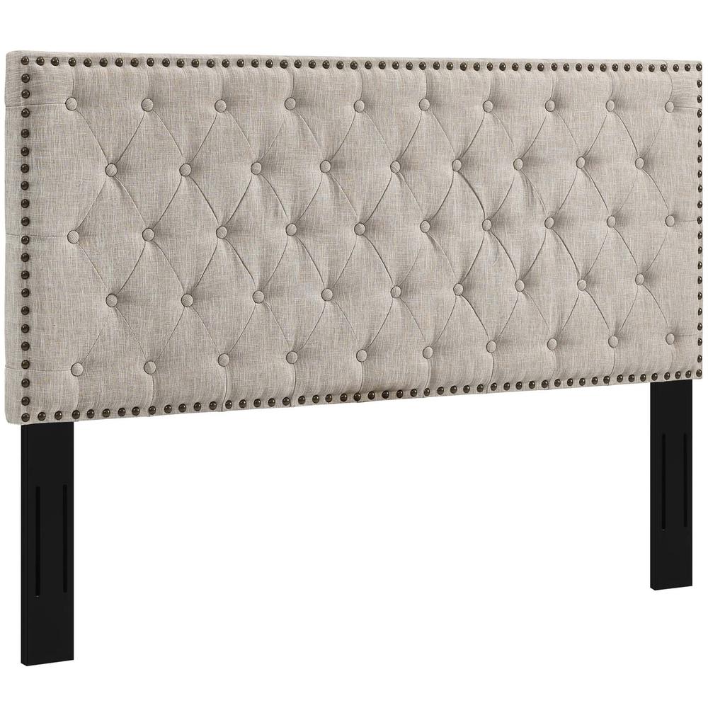 Helena Tufted Twin Upholstered Linen Fabric Headboard - Beige MOD-5858-BEI. Picture 2