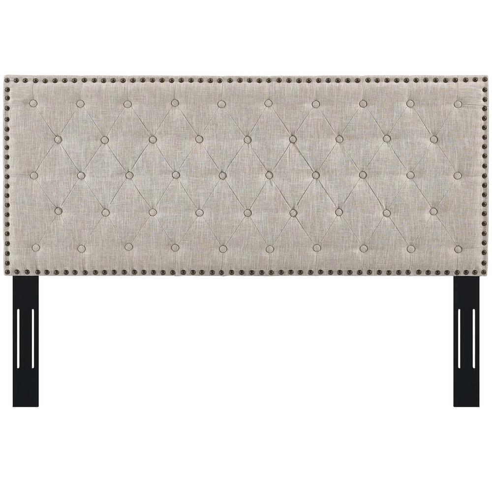 Helena Tufted Twin Upholstered Linen Fabric Headboard - Beige MOD-5858-BEI. Picture 3