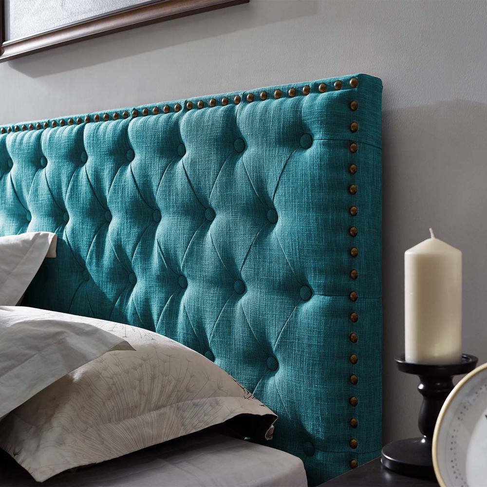 Helena Tufted King and California King Upholstered Linen Fabric Headboard - Teal MOD-5861-TEA. Picture 9