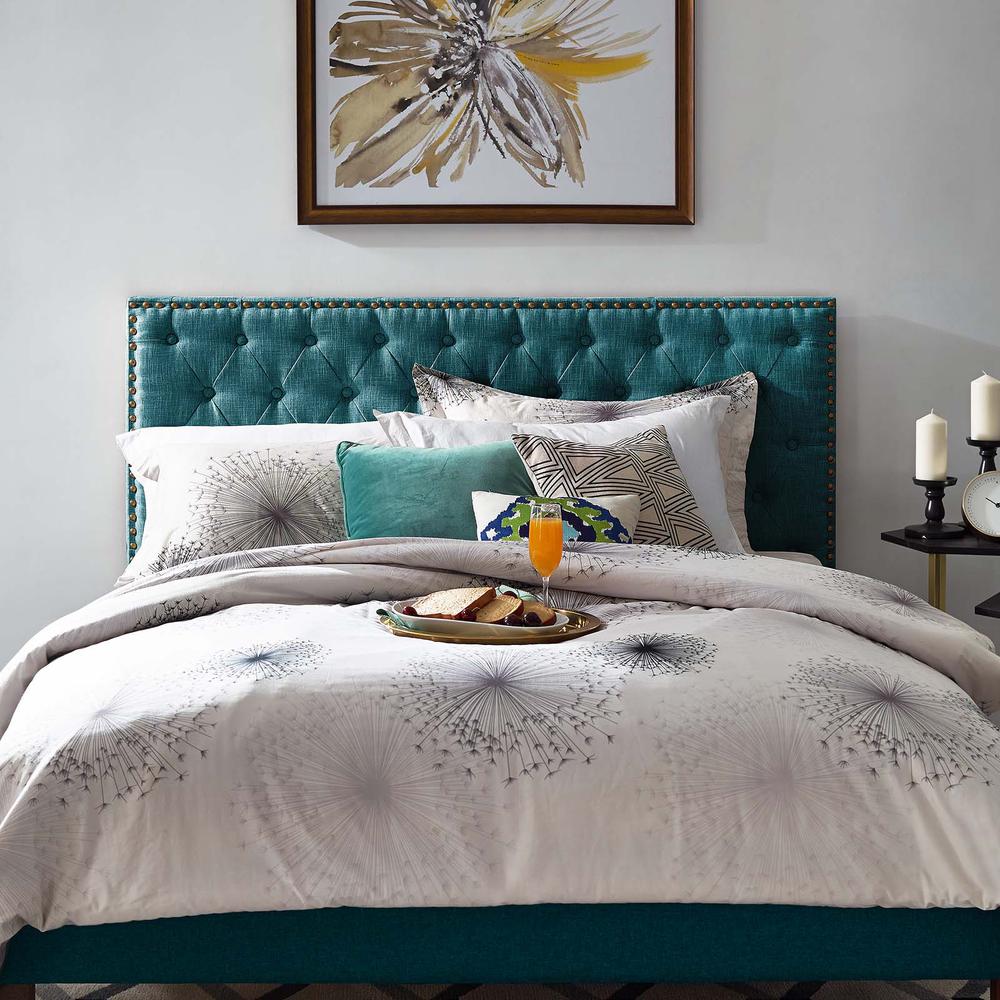 Helena Tufted King and California King Upholstered Linen Fabric Headboard - Teal MOD-5861-TEA. Picture 10