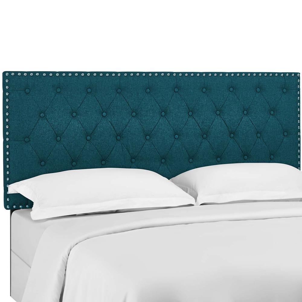 Helena Tufted King and California King Upholstered Linen Fabric Headboard - Teal MOD-5861-TEA. Picture 1
