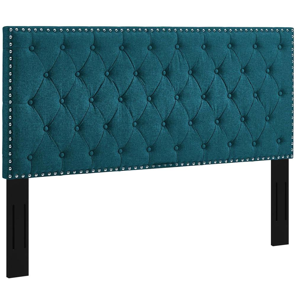 Helena Tufted King and California King Upholstered Linen Fabric Headboard - Teal MOD-5861-TEA. Picture 2