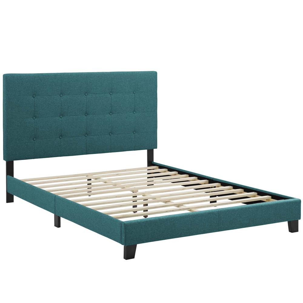 Melanie Twin Tufted Button Upholstered Fabric Platform Bed. Picture 2