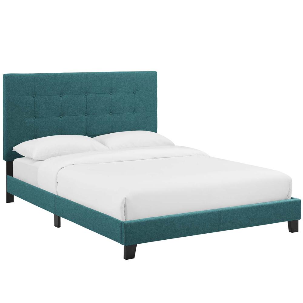 Melanie Queen Tufted Button Upholstered Fabric Platform Bed. Picture 1