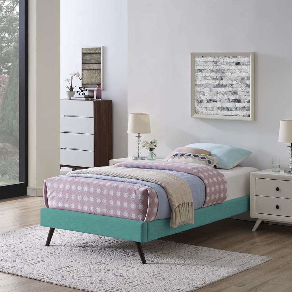 Loryn Twin Fabric Bed Frame with Round Splayed Legs. Picture 5