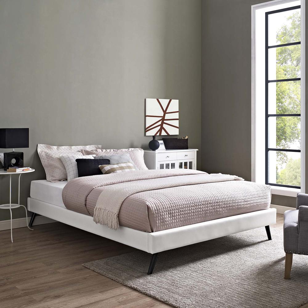 Loryn Full Vinyl Bed Frame with Round Splayed Legs. Picture 6