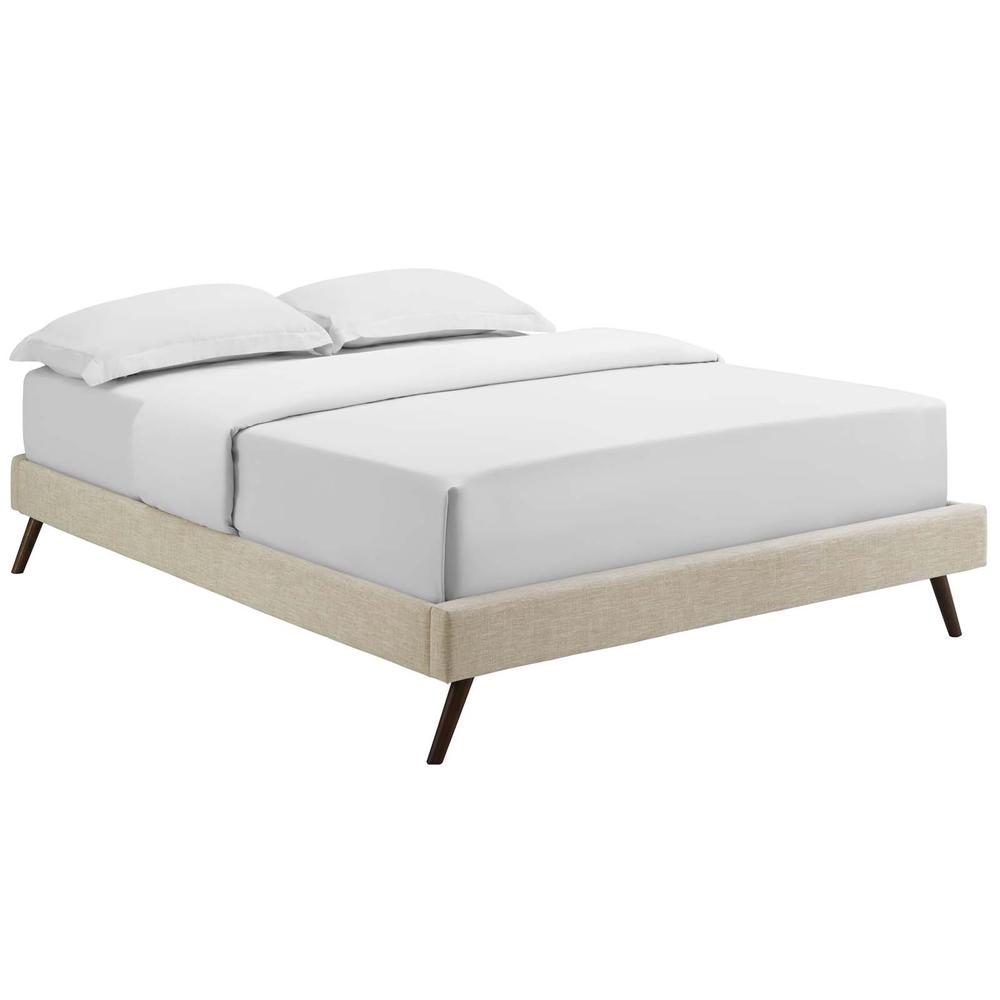 Loryn Full Upholstered Fabric Bed Frame with Round Splayed Legs. Picture 1