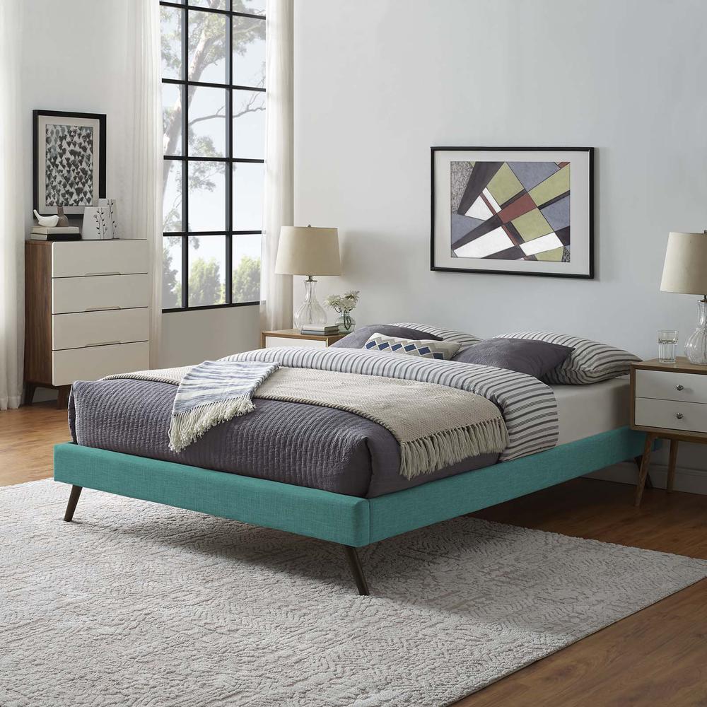 Loryn Full Fabric Bed Frame with Round Splayed Legs. Picture 5