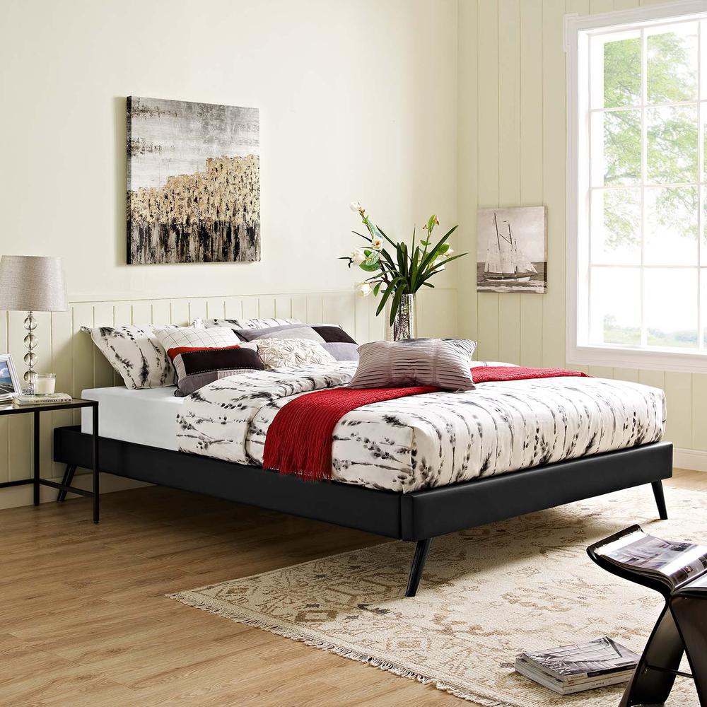 Loryn Queen Vinyl Bed Frame with Round Splayed Legs. Picture 6