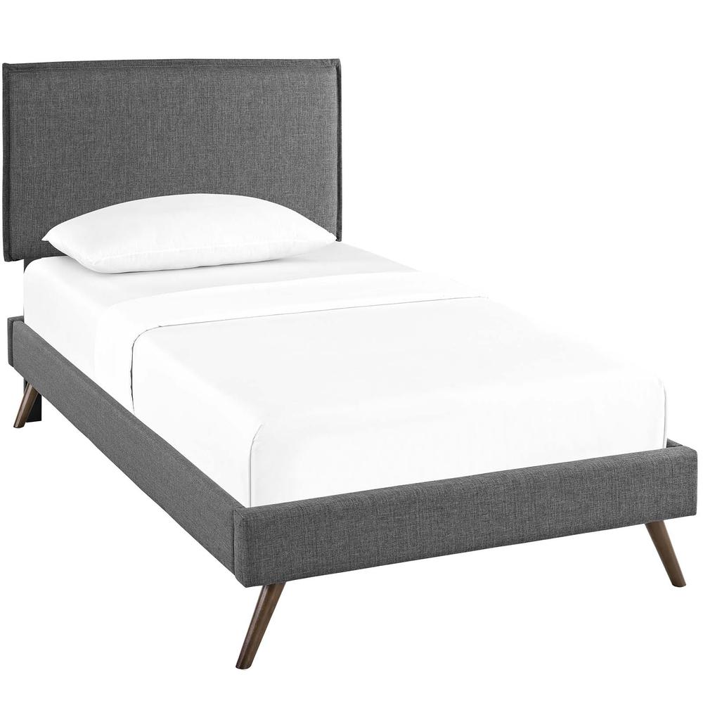 Amaris Twin Platform Bed with Round Splayed Legs. Picture 1
