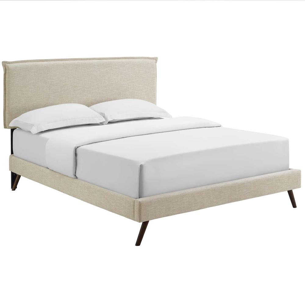 Amaris Queen Fabric Platform Bed with Round Splayed Legs. Picture 1