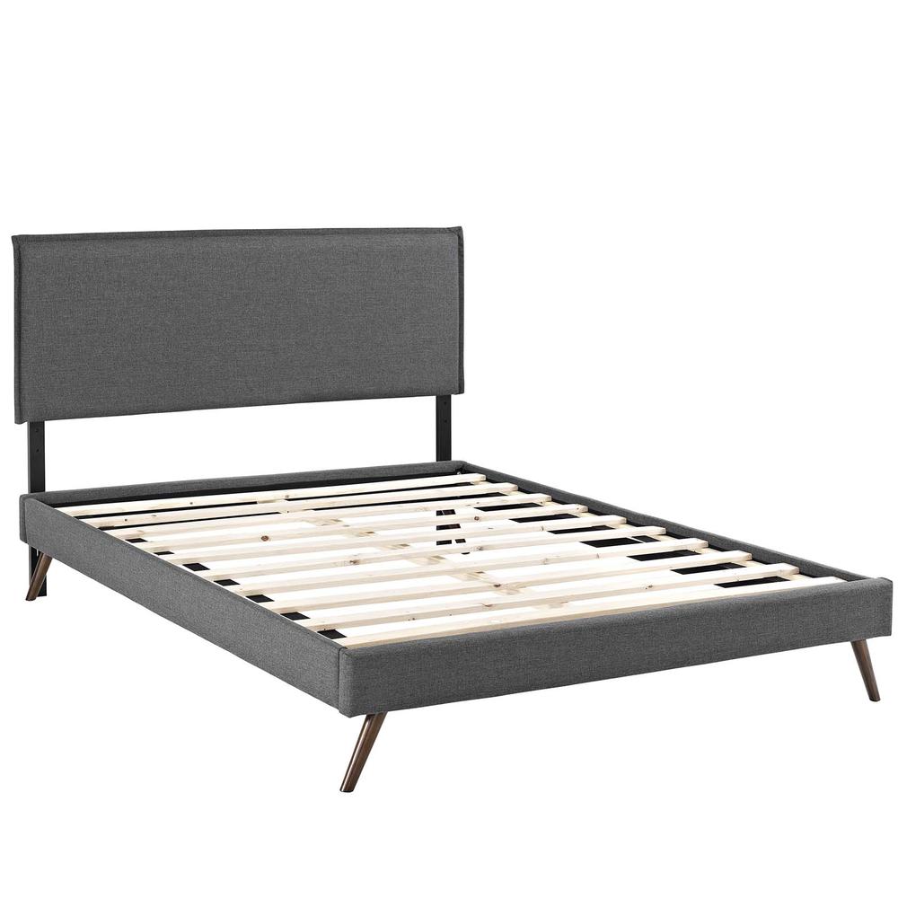 Amaris Queen Fabric Platform Bed with Round Splayed Legs. Picture 2