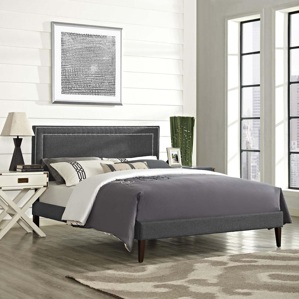 Virginia Full Fabric Platform Bed with Squared Tapered Legs. Picture 6