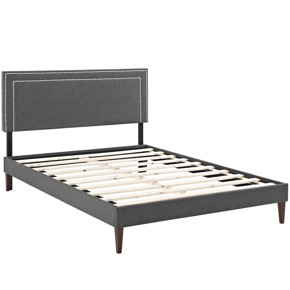 Virginia Queen Fabric Platform Bed with Squared Tapered Legs. Picture 2