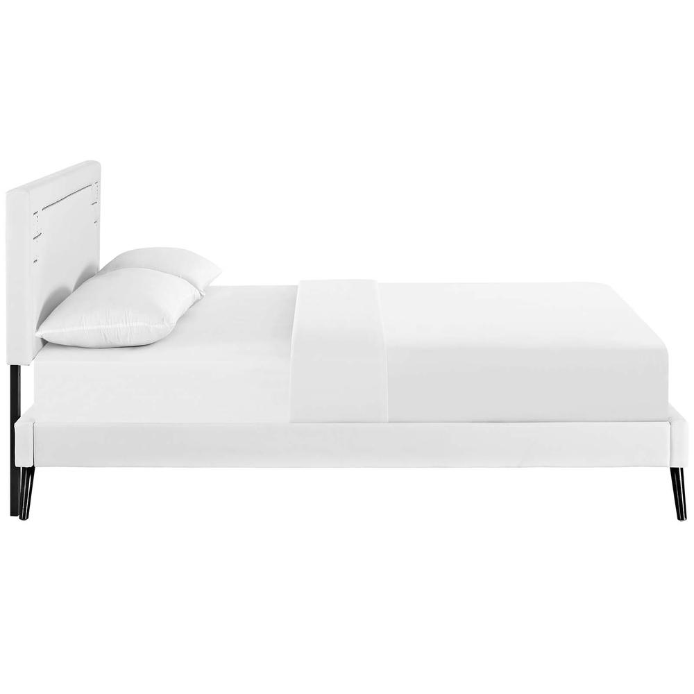 Ruthie Full Vinyl Platform Bed with Round Splayed Legs. Picture 3