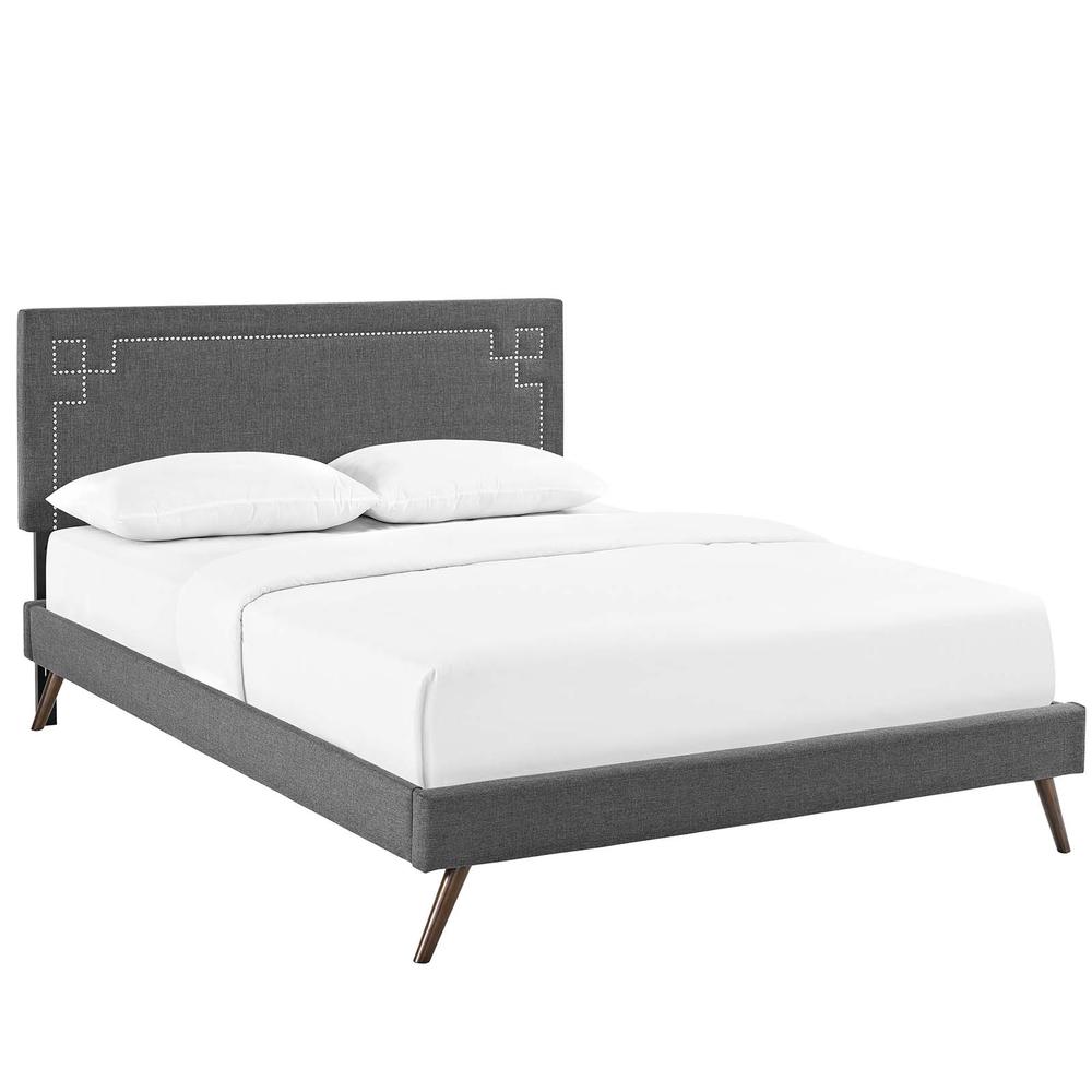 Ruthie Queen Platform Bed with Round Splayed Legs. Picture 1